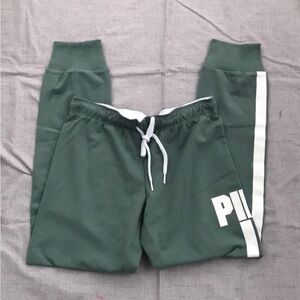 PINK Victoria's Secret Green Jogger Sweatpants with Elastic Waistband